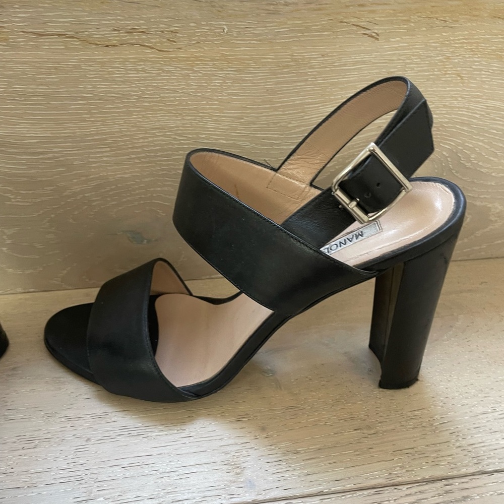 Monolo blahnik black leather sandals